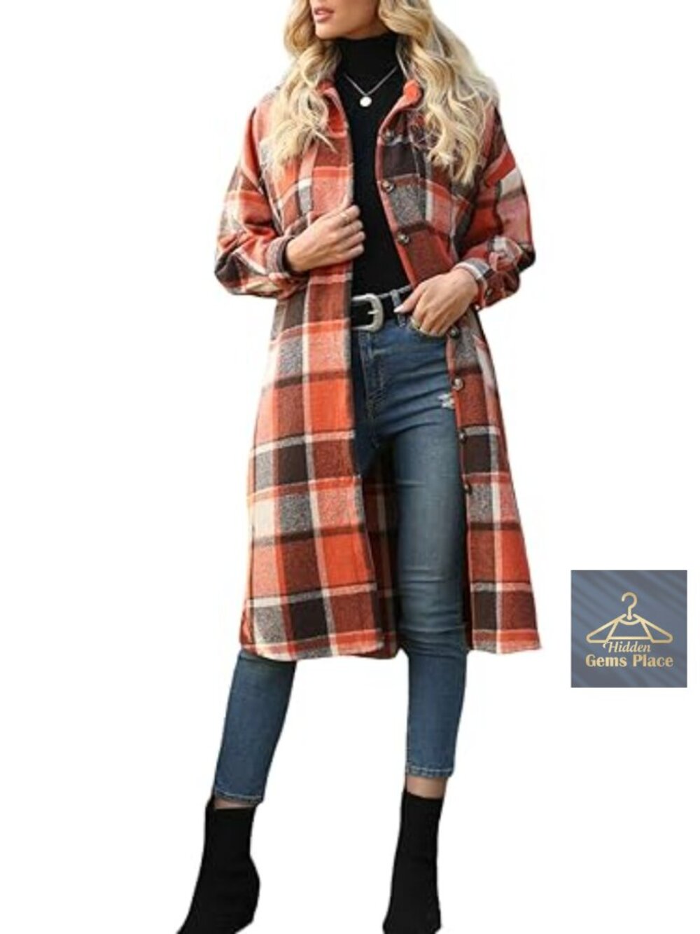 Women's Plaid Flannel Shacket Long Sleeve Wool Blend Button Up